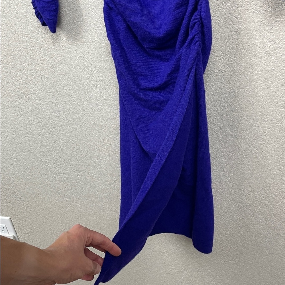 New Reiss Charley Ruched Long Sleeve Sweater Dress Wool Blend Purple Sz XS - Picture 6 of 16